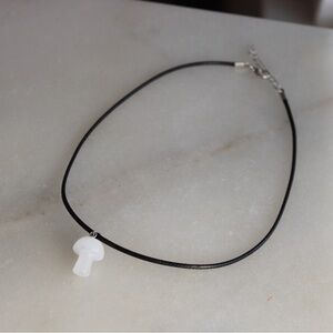 Mushroom Necklace Clear Quartz Crystal Pendant Black 18 - 20 Inch Cord